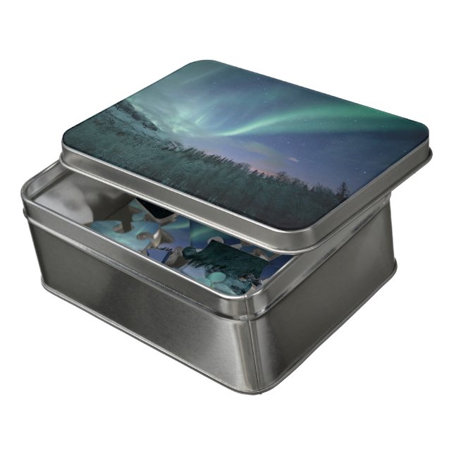 Northern Lights Norway Jigsaw Puzzle (Lid Open)
