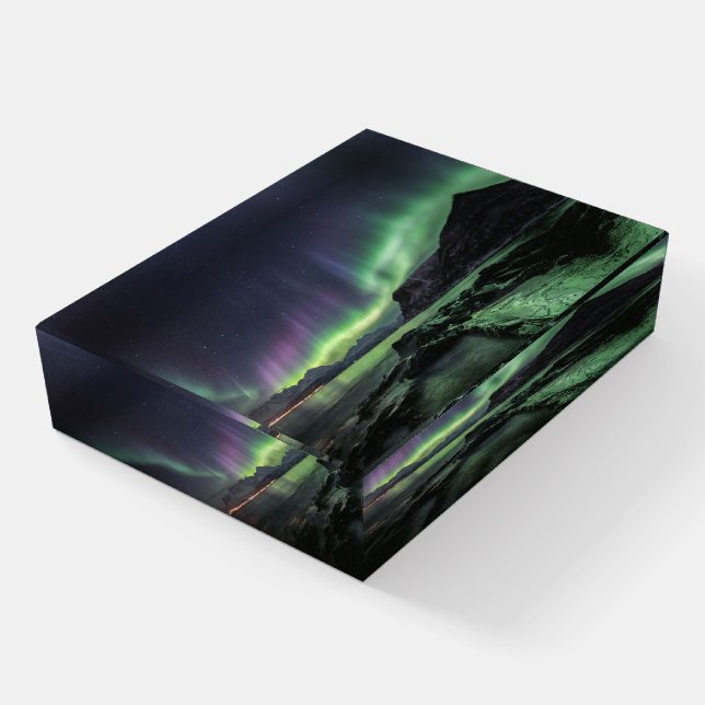 Northern Lights Norway Paperweight (Angled)