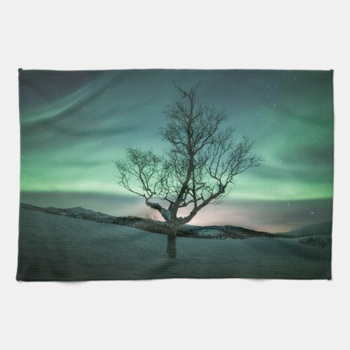 Northern Lights Norway Poster Kitchen Towel