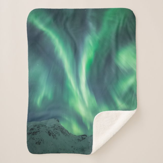 Northern Lights Norway Sherpa Blanket (Front)