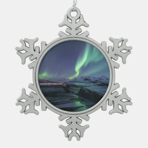 Northern Lights Norway Snowflake Pewter Christmas Ornament