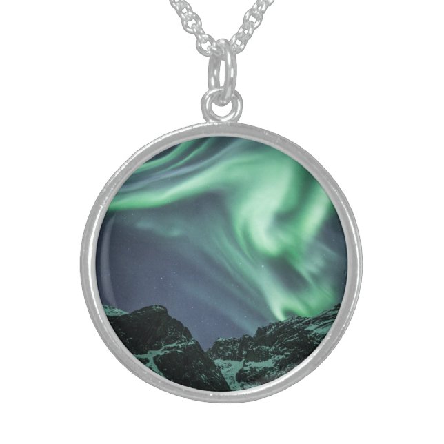 Northern Lights Norway Sterling Silver Necklace (Front)