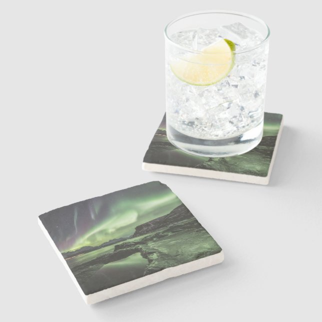 Northern Lights Norway Stone Coaster (Side)