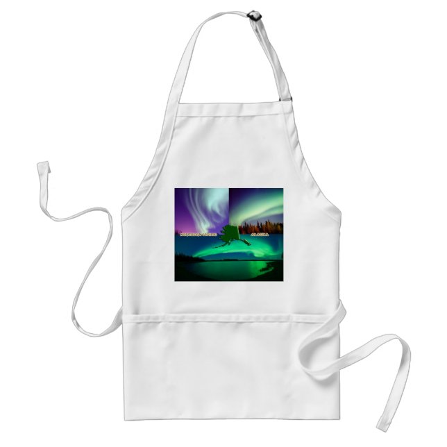 Northern Lights of Alaska Collage Adult Apron (Front)