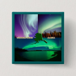 Northern Lights of Alaska Collage Button