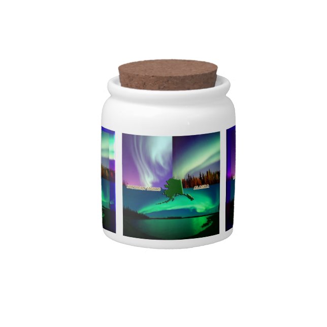 Northern Lights of Alaska Collage Candy Jar (Front)