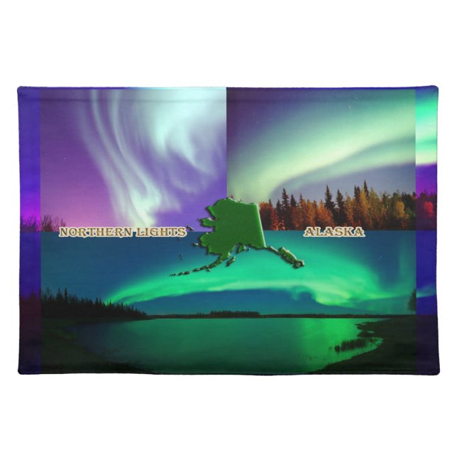 Northern Lights of Alaska Collage Cloth Placemat (Front)