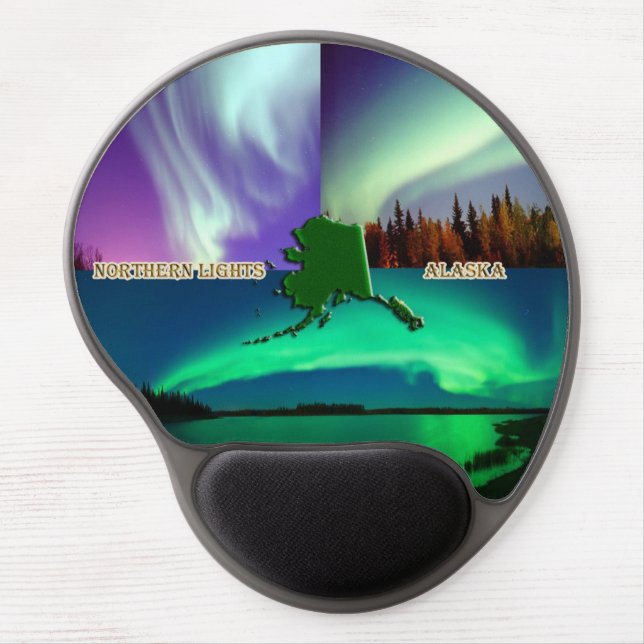 Northern Lights of Alaska Collage Gel Mouse Pad (Front)