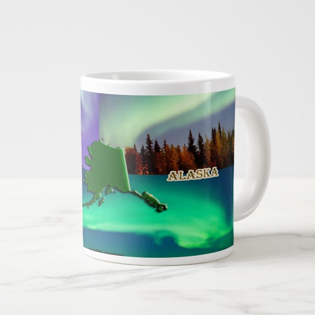 Northern Lights of Alaska Collage Giant Coffee Mug (Front Right)