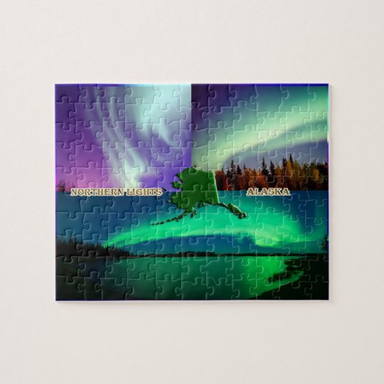 Northern Lights of Alaska Collage Jigsaw Puzzle | Zazzle.com