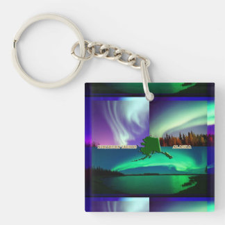 Northern Lights of Alaska Collage Keychain