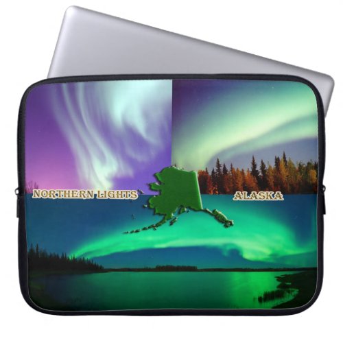 Northern Lights of Alaska Collage Laptop Sleeve