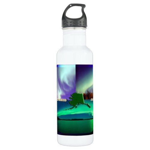 Northern Lights of Alaska Collage Stainless Steel Water Bottle