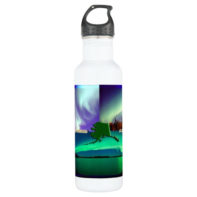 Northern Lights of Alaska Collage Stainless Steel Water Bottle (Front)