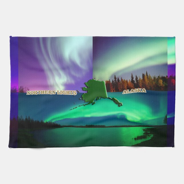 Northern Lights of Alaska Collage Towel (Horizontal)
