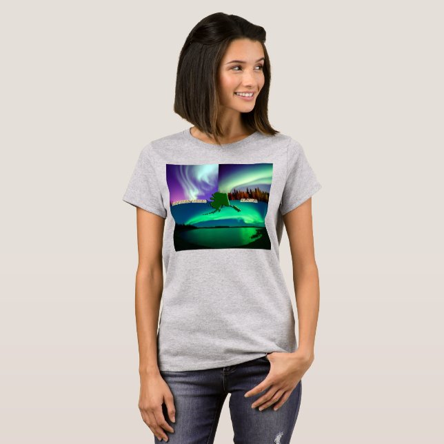 Northern Lights of Alaska Collage Womens T-Shirt (Front Full)