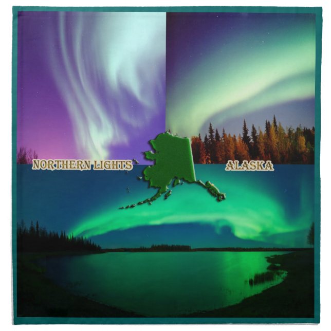 Northern Lights of Alaska Photo Collage Napkin (Front)
