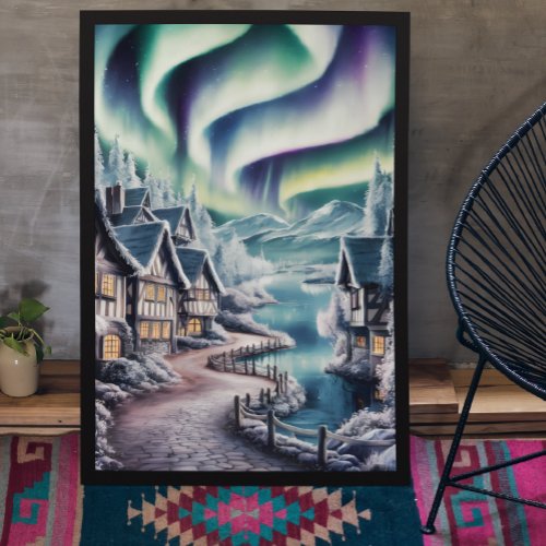 Northern Lights Over a Charming House Poster