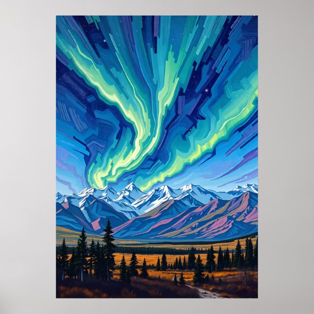 Northern Lights Over Denali Poster (Front)