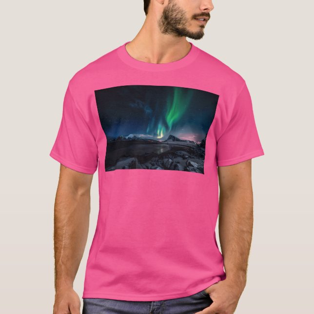Northern Lights Over The Mountains During Night Ti T-Shirt (Front)