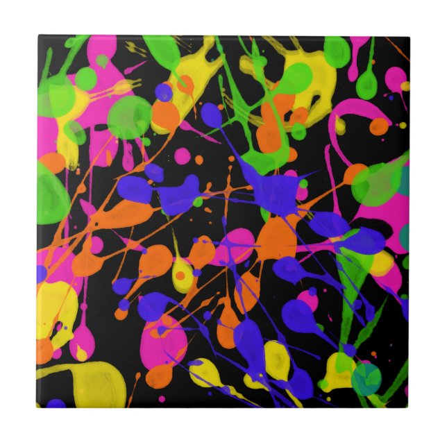 Northern Lights Paint Splatters Ceramic Tile (Front)