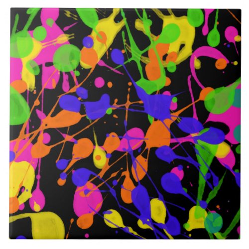 Northern Lights Paint Splatters Ceramic Tile