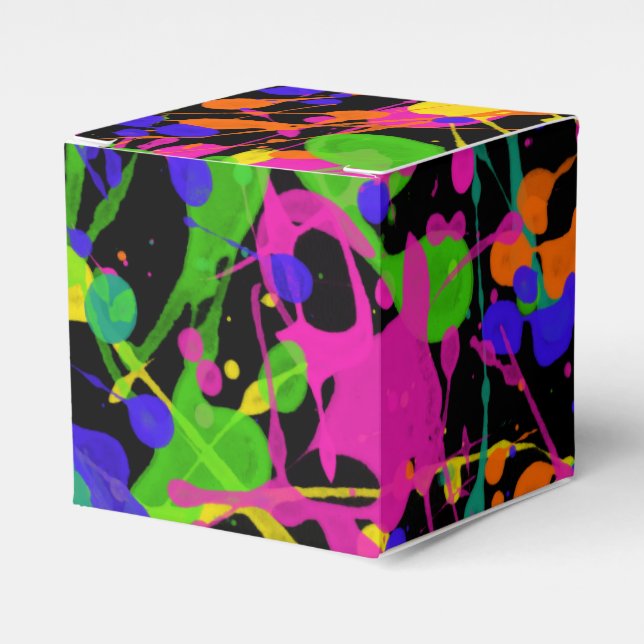 Northern Lights Paint Splatters Favor Boxes (Front Side)