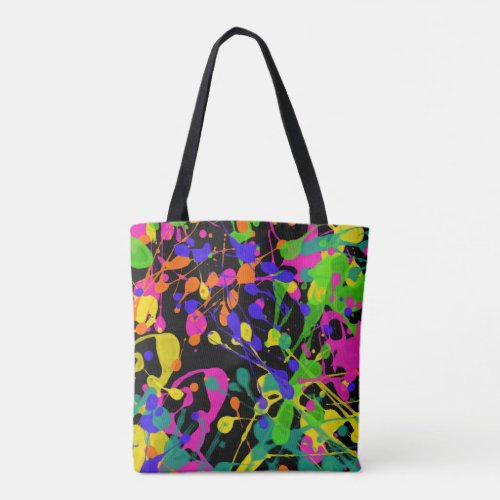 Northern Lights Paint Splatters Tote Bag