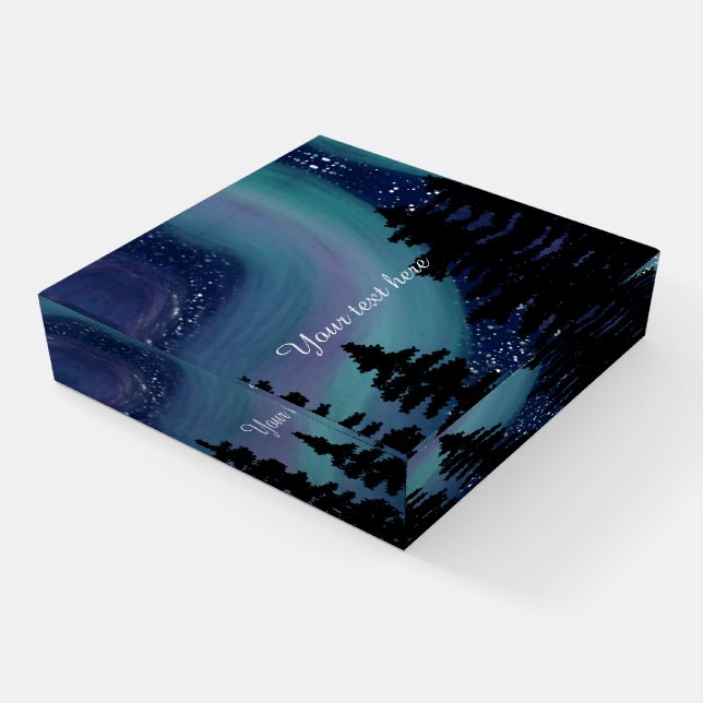 Northern Lights Painting Paperweight Customizable (Angled)