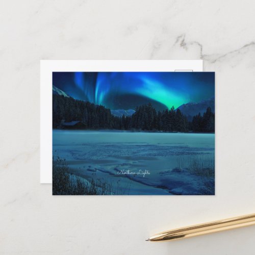 Northern Lights picturesque photograph Postcard