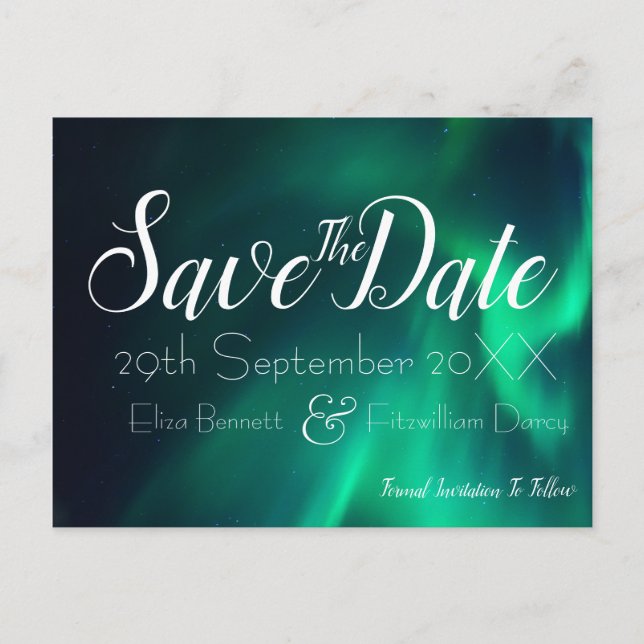 Northern Lights Save the Date Postcard (Front)
