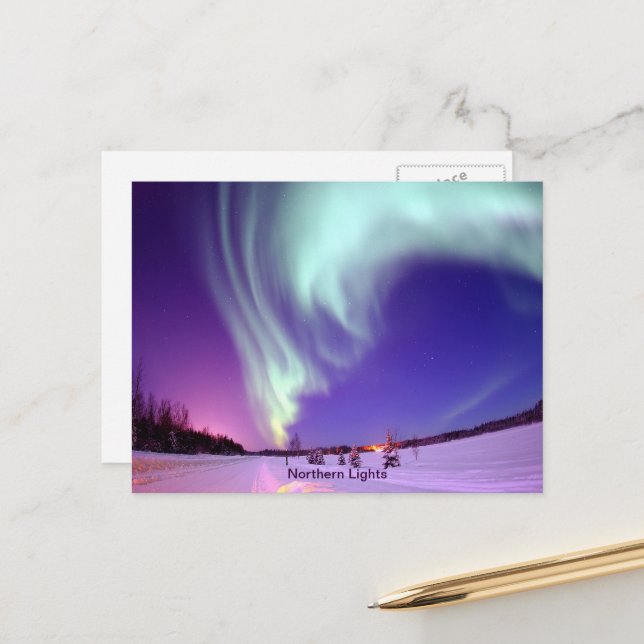Northern Lights Shine in Alaskan Sky Postcard (Front/Back In Situ)