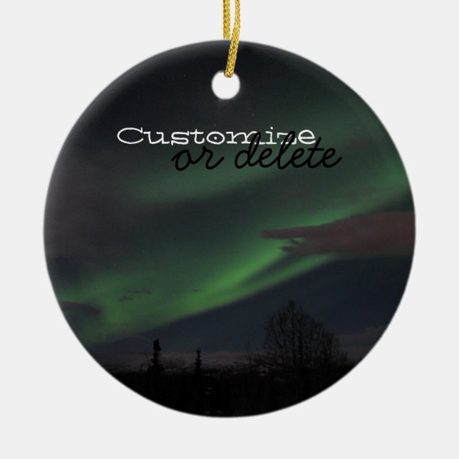 Northern Lights Show; Customizable Ceramic Ornament (Front)