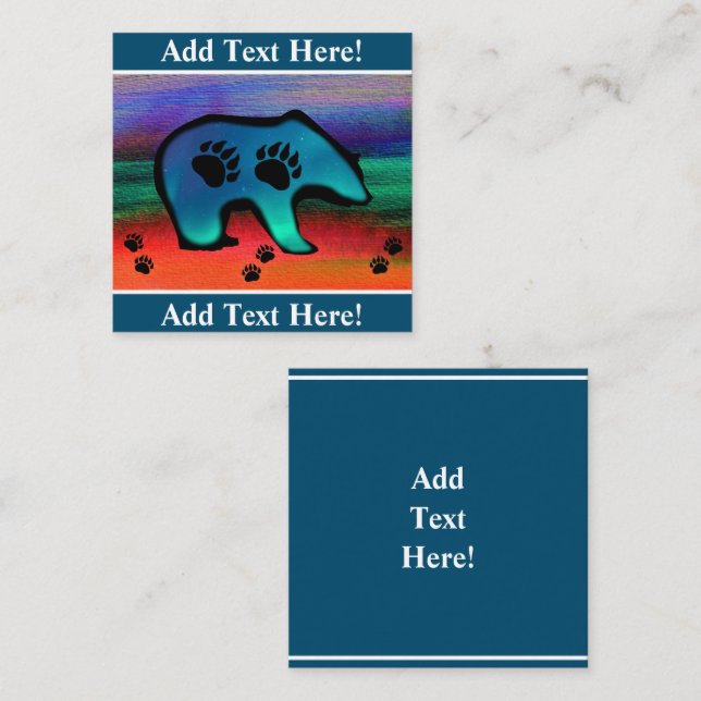 Northern Lights Spirit Bear Square Business Card (Front/Back)