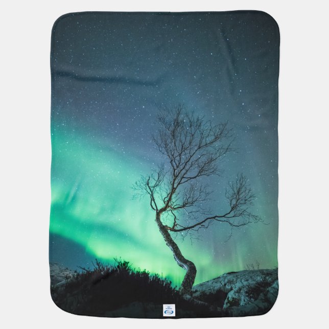 Northern Lights Tree Baby Blanket (Back)