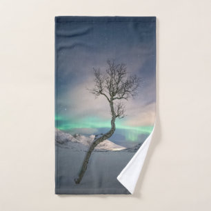 Northern Lights Tree Hand Towel