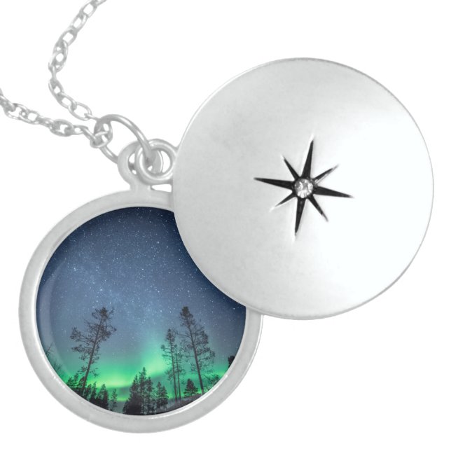 Northern Lights Tree Locket Necklace (Front)