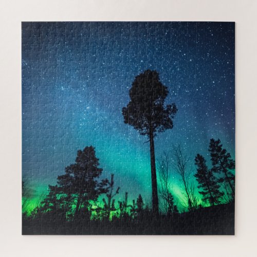 Northern Lights Trees Jigsaw Puzzle