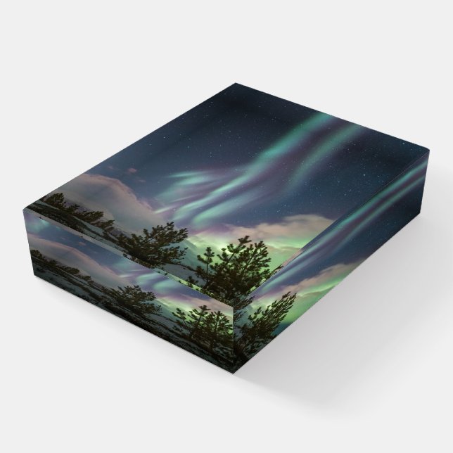 Northern Lights Trees Paperweight (Angled)