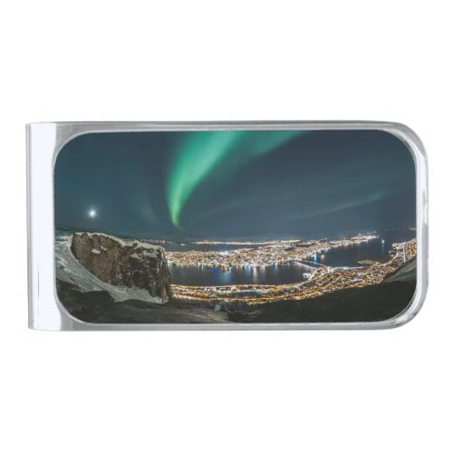 Northern Lights Tromso Silver Finish Money Clip