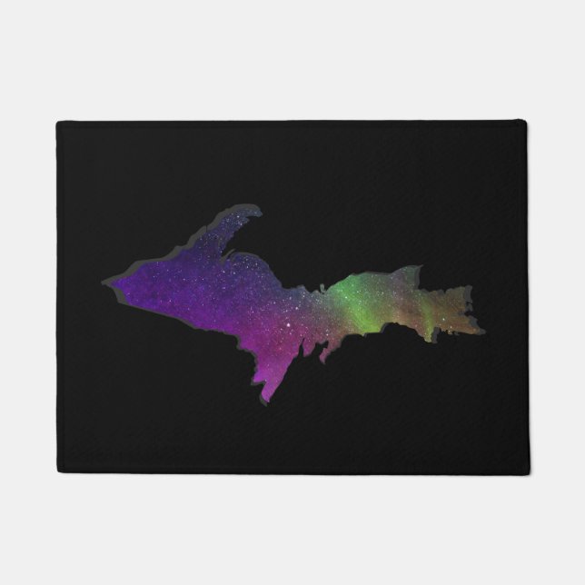 Northern Lights Upper Peninsula Land Mass Doormat (Front)