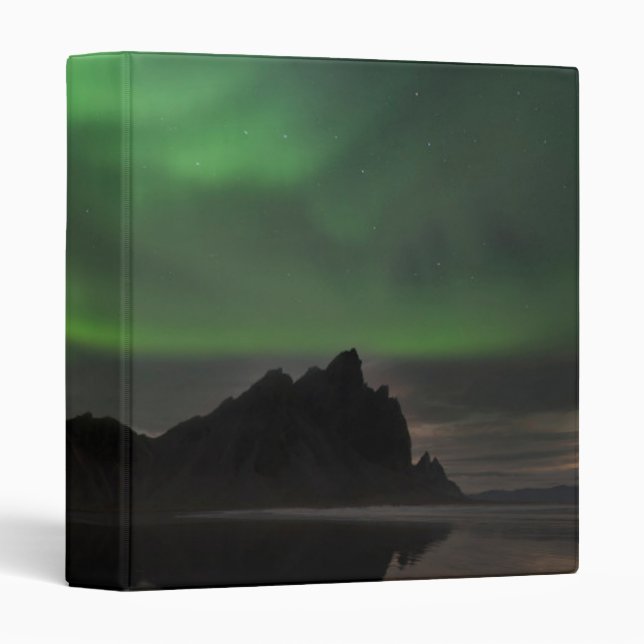 Northern Lights | Vestrahorn Beach Hofn, Iceland 3 Ring Binder (Front/Spine)