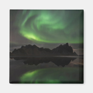 Northern Lights Vestrahorn Beach Hofn, Iceland Magnet