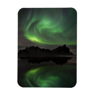 Northern Lights Vestrahorn Beach Hofn, Iceland Magnet