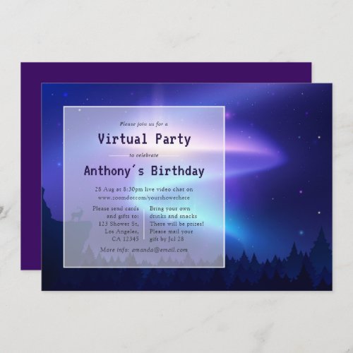 Northern Lights Virtual Birthday Party Invitation