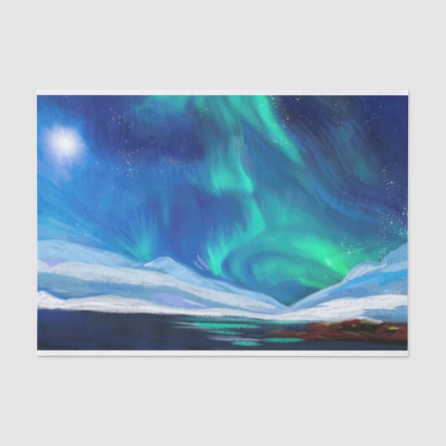 Northern Lights Watercolor Illustration  Tissue Paper (Front)