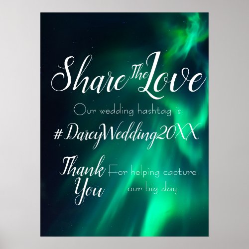 Northern Lights Wedding Hashtag Sign