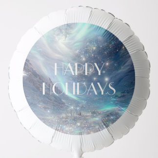 Northern Lights Winter Scene Happy Holidays Balloon