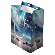Northern Lights Winter Scene Happy Holidays