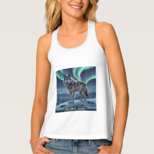 Northern Lights Wolf Tank Top 🐺🌌   Nature Art